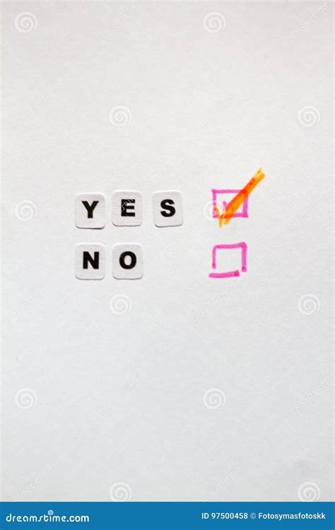 Yes Or Not Answers Written In Black Letter Stock Photo Image Of