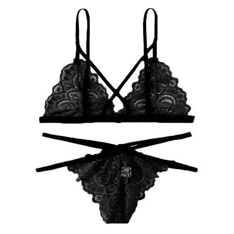 Buy Stock Tk New Sexy Women Plus Size Lace V Neck Bra Thong Lingerie Set Underwear S 2xl At