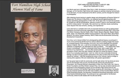 Morris Leonard Fort Hamilton High School Alumni Association