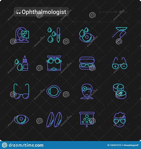 Ophthalmologist Thin Line Icons Set Stock Vector Illustration Of