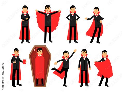 Vampire Characters Posing In Different Situations Set Count Dracula