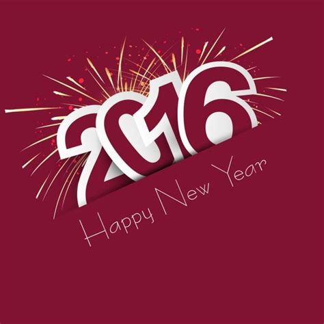 Free Vector New Year 2016 Card With Fireworks