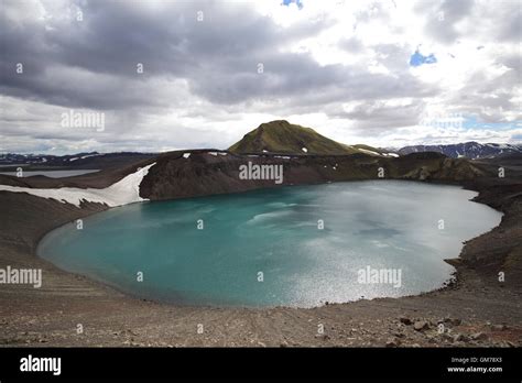 Bláhylur Blue Pool Hnausapollur Crater Lake Iceland Stock Photo Alamy