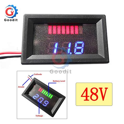 V Lead Acid Lithium Battery Power Charge Level Tester Dual Display