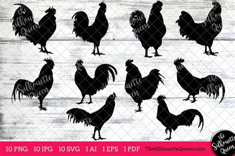 Rooster silhouette vector graphics | Silhouette vector, Rooster silhouette, Silhouette pictures