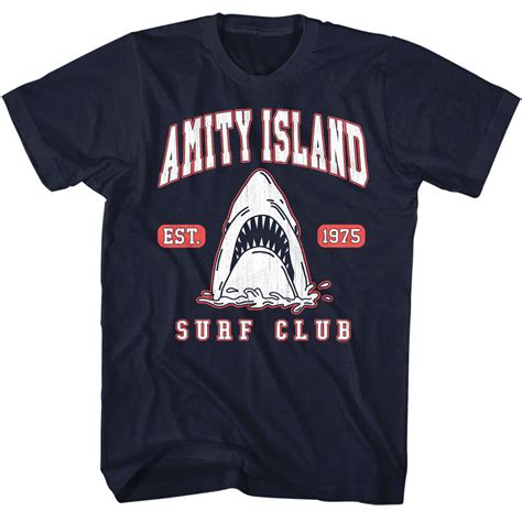 Jaws Amity Island Varsity T Shirt Mens Graphic Movie Tees