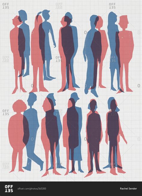 Illustration Of Outlines Of People Overlapping Stock Photo Offset
