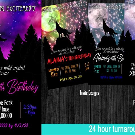 Wolf Birthday Invitations Etsy Uk