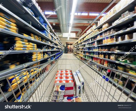 Pushing Shopping Cart Shopping Mall Motion Stock Photo Edit Now Shutterstock