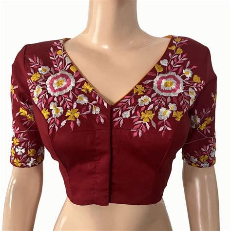 Embroidered Cotton Blouses Buy Online Scarlet Thread