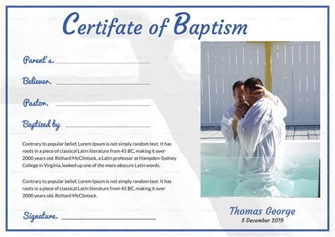 Adult Baptism Certificate Template In Adobe Photoshop Microsoft Word