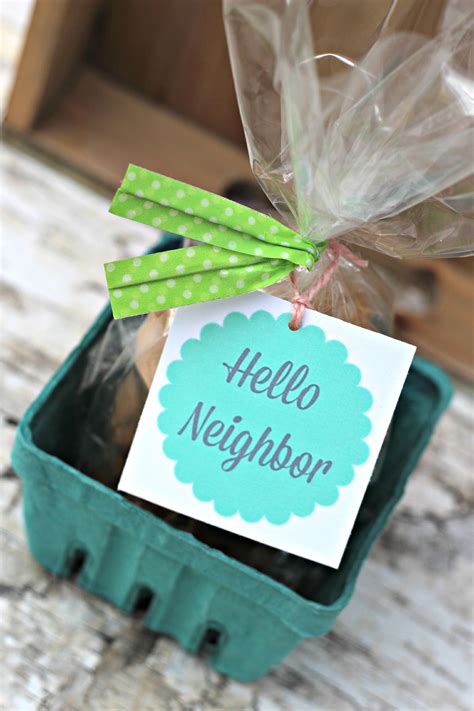 This morning was spent making a bunch of mini muffins with my sweet little four year old helper. Neighbor Gift Ideas with Printable Tags | Neighbor gifts ...