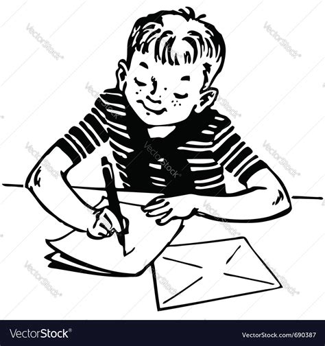 Boy Writing A Letter Royalty Free Vector Image