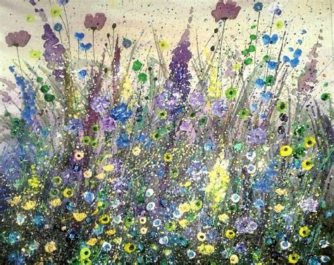 Original Floral Painting Wildflower Painting Mixed Media Etsy Wildflower Paintings Abstract