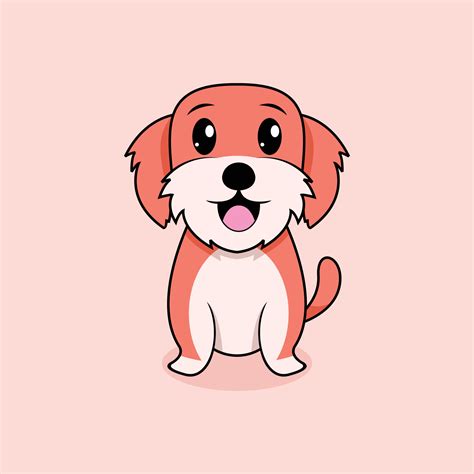 Simple Minimalist Cute Dog Cartoon Illustration Drawing Premium Vector