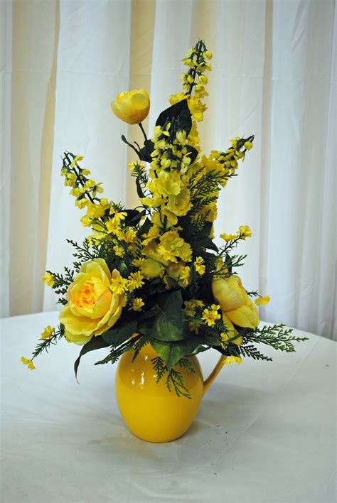 Tall Yellow Silk Arrangement Flower Display Silk Flower Arrangements