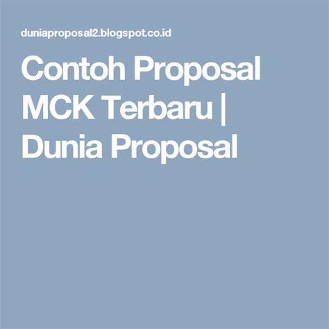 Check spelling or type a new query. Contoh Proposal MCK Terbaru | Dunia Proposal | Dunia