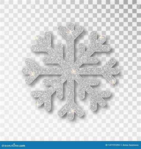 Silver Snowflake Isolated On A Transparent Background Christmas Decoration Covered Bright