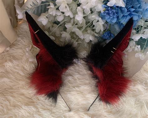 Cosplay Red Wolf Ear Headband Anime Cosplay Petplay Furry Etsy