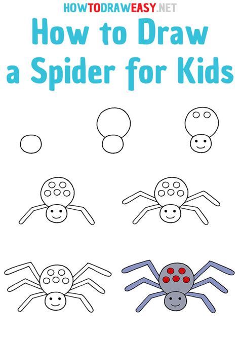 How To Draw A Spider For Kids How To Draw Easy
