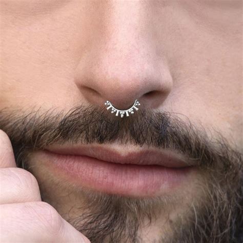 Silver Septum Ring Septum Jewelry Unique Septum Silver Nose Etsy Septum Jewelry Silver Nose