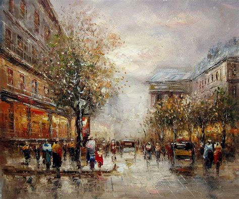 Street Scene Paris Oil Painting On Canvas Paris Painting On Canvas Etsy