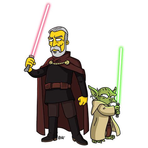 Count Dooku And Yoda From “star Wars” Simpsonized By Adnmay The 4th
