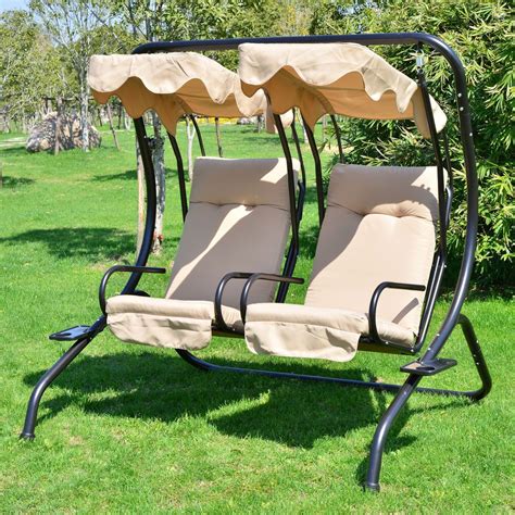 25 Collection Of 2 Person Hammock Porch Swing Patio Outdoor Hanging Loveseat Canopy Glider