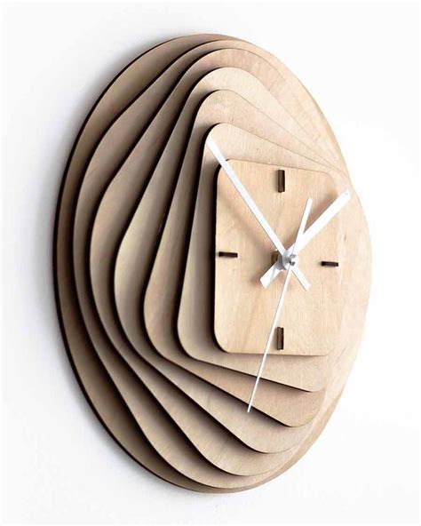Laser Cut Layered Wood Clock 3mm Birch Plywood With 3mm Space Free