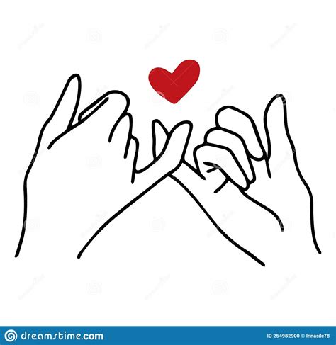 Pinky Promise Holding Fingers Hand With Red Heart Concept Stock Vector