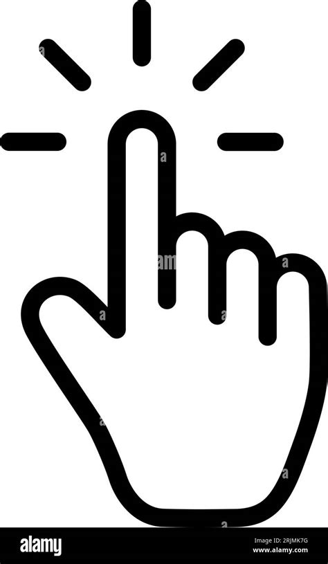 Line Icon As Hand Of Clicking Pointer Cursor Of Pc Mouse Stock Vector