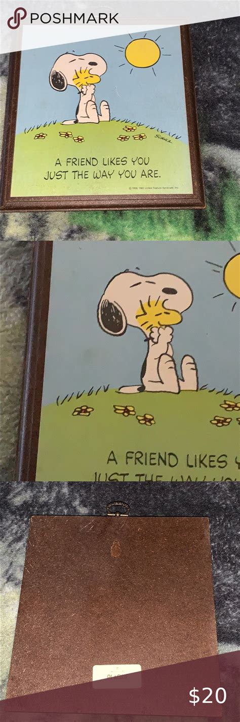 1965 Hallmark Snoopy And Woodstock Friendship Plaque A Friend Likes You Just The Way You Are