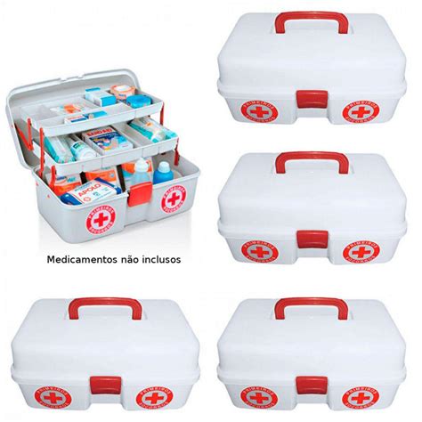 kit 5 maletas caixa para primeiros socorros e medicamentos com divisoria arqplast maleta de