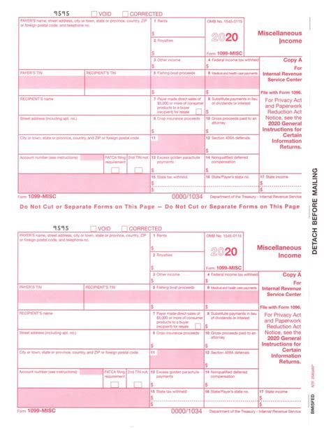 Form 1099 Misc Miscellaneous Income Irs Copy A