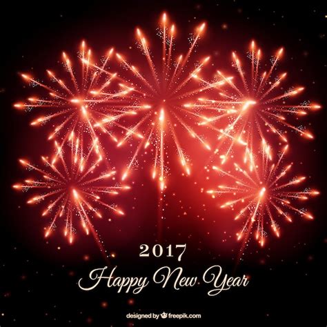 Free Vector Red New Year Fireworks Background