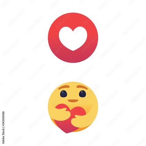 Vecteur Stock Care Emoji With Large Big Eyes Hugging A Heart With Both
