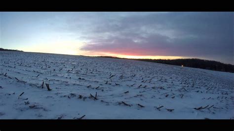 Pennsylvania Winter Sunrise Over Snow Covered Corn Field Time Lapse