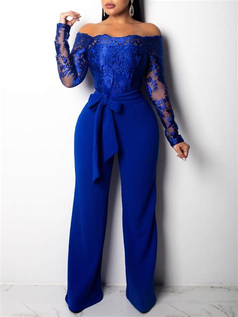 Fashion Lace Up Full Length Wide Legs Slim Jumpsuit Lace Top Jumpsuit Lace Jumpsuit Long