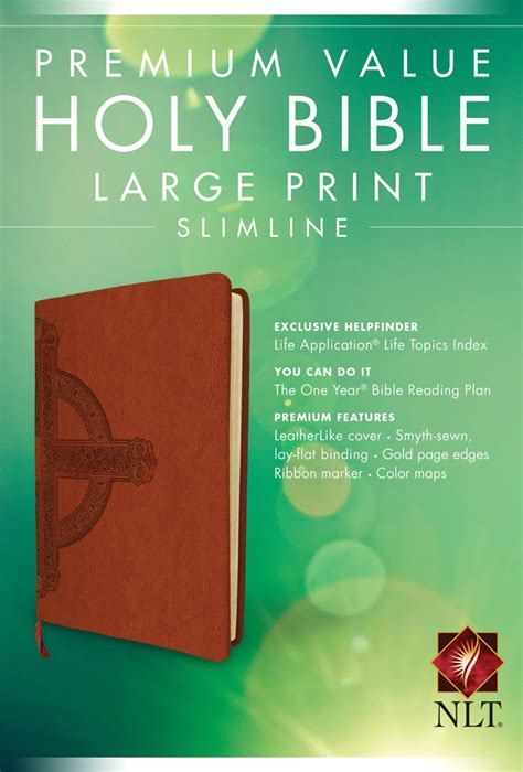 Nlt Slimline Bible Large Print Cross Sienna Nlt