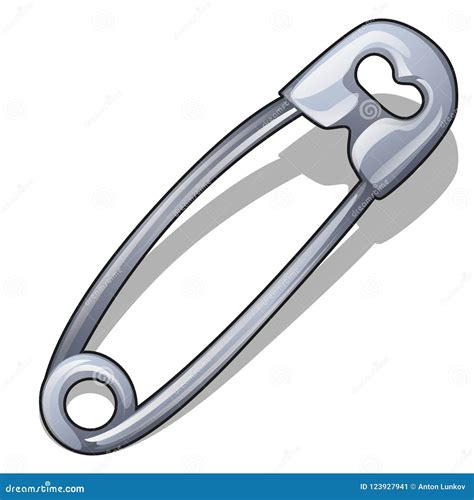 Sewing Safety Pin Isolated On White Background Vector Cartoon Close Up