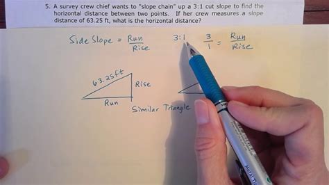 Horizontal Distance Given Side Slope And Slope Distance Youtube