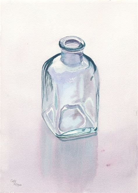 Glass Bottle Art Watercolor Painting Print By Cathy Hillegas Etsy