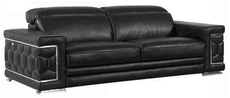 Black Genuine Italian Leather Sofa Set 3pcs Contemporary U692 Global