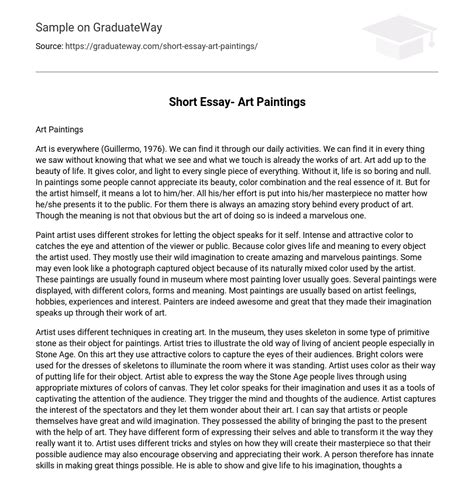 ⇉short Essay Art Paintings Essay Example Graduateway