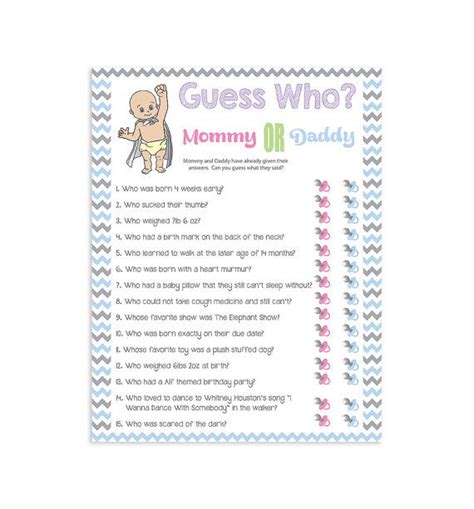 Printable Baby Shower Game Guess Who Couples By Thevintagepen Modern