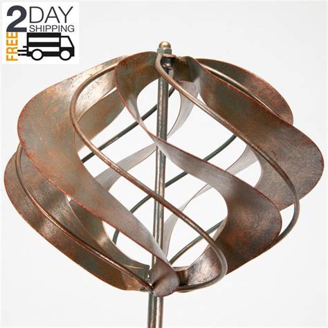Copper Sculpture Kinetic Metal Art Windmill Wind Spinner Outdoor Garden