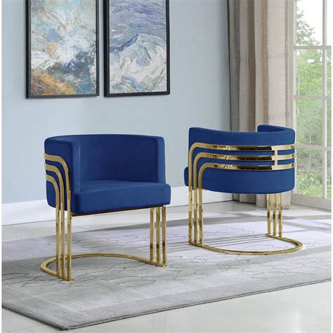 Buy the alexa gold barrel chair online from houzz today, or shop for other armchairs & accent chairs for sale. Single Velvet Barrel Chair, Golden Chrome Legs, Navy Blue