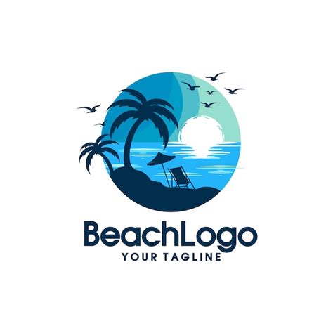 Ilustración De Vector De Logotipo De Playa Vector Premium