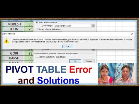 Pivot Table Field Name Not Valid An English Guide To Troubleshooting