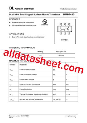 MMDT4401 Datasheet PDF Galaxy Semi Conductor Holdings Limited